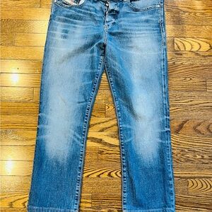 Diesel D-Vocs Bootcut Jeans 36 Waist Hemmed 28 Inseam Blue Wash